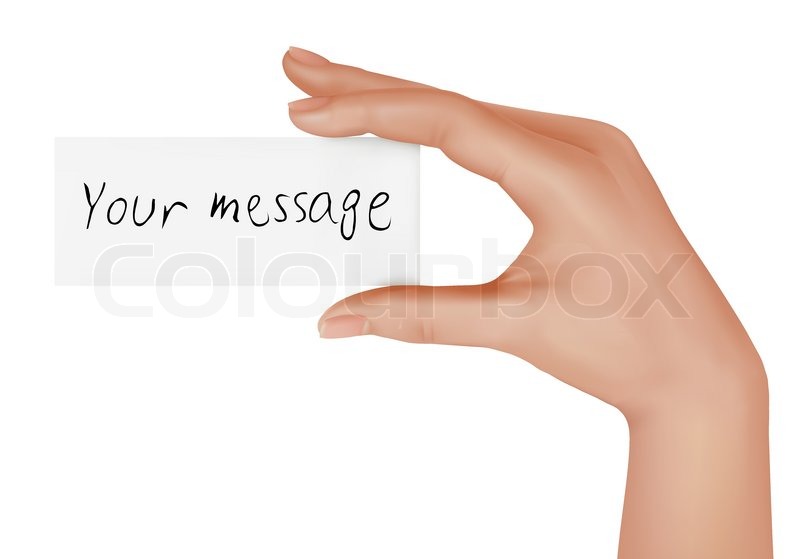 800x559 Hand Holding An Empty Business Card. Vector Illustration. Stock