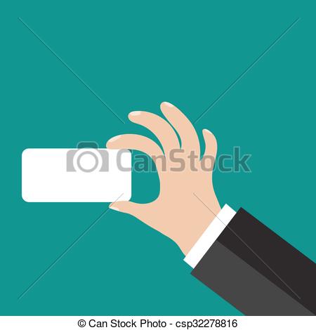 450x470 Hand Holding Business Card. Flat Icon Modern Design Style Vector
