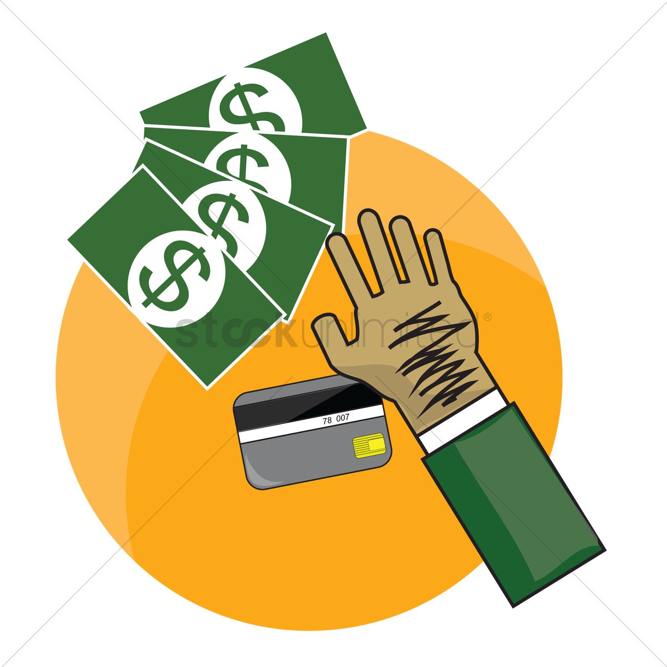 1300x1300 Hand Holding Cash And Credit Card Vector Image