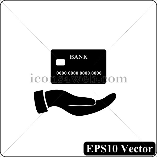 600x600 Hand Holding Credit Card Black Icon. Eps10 Vector.