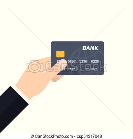 450x470 Hand Holding Credit Card. Vector Illustration. Bank Credit Card In