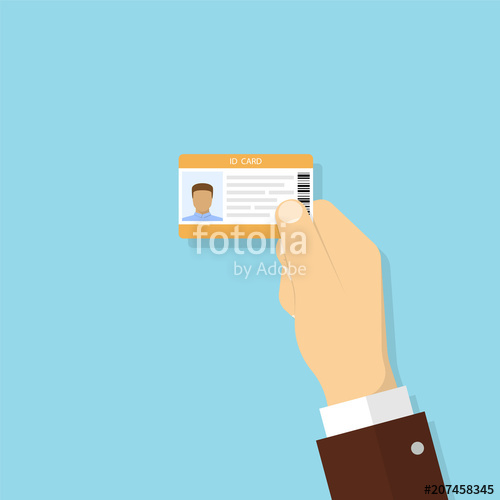 500x500 Hand Holding The Id Card. Vector Illustration In Flat Style Stock