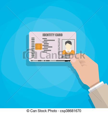 450x470 Hand Holding The Id Card. Vector Illustration In Flat Style On