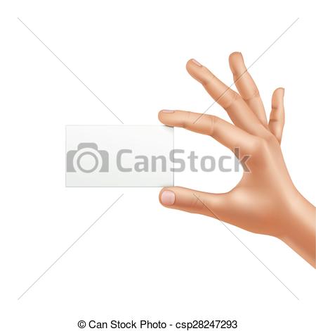 450x470 Vector Male Hand Holding Blank Card Isolated.