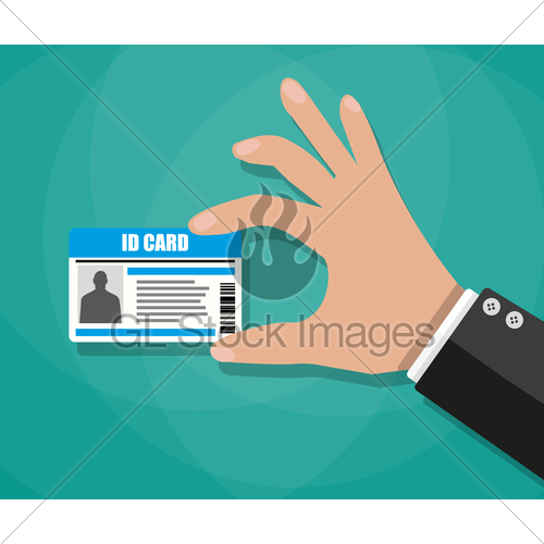 500x500 Cartoon Businessman Hand Holding Id Card. Vector Illustra... Gl