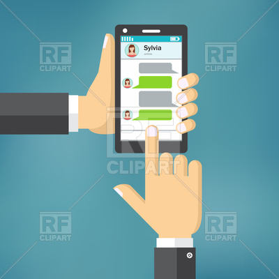 400x400 Hand Holding Phone With Message . Vector Image Vector Artwork Of