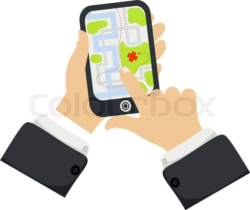 800x673 Hand Holding Phone With Map Mobile Gps Navigation And Tracking