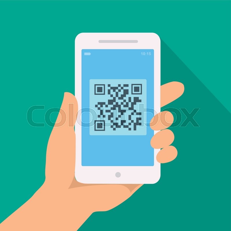 800x800 Qr Code Reader App On Smartphone Screen. Hand Holding Phone With