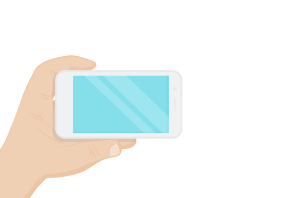 580x387 Flat Style Design, A Hand Holding A Smart Phone. Vector