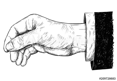 500x347 Vector Artistic Pen And Ink Drawing Illustration Of Hand In Suit