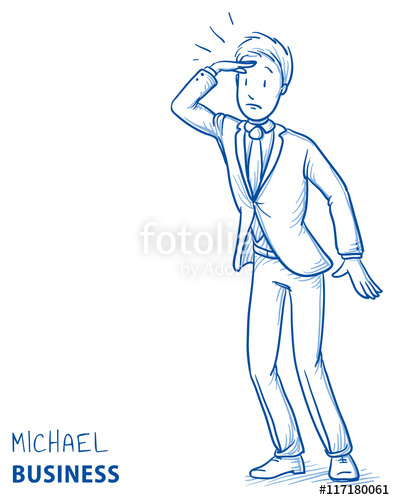395x500 Young Man In Business Suit Holding A Hand Above His Eyes