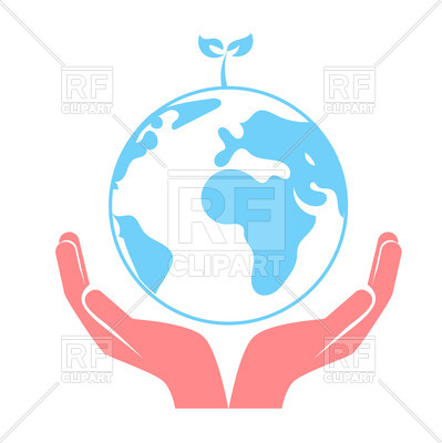 399x400 Concept Of Saving The Earth, Hands Holding Globe Vector Image