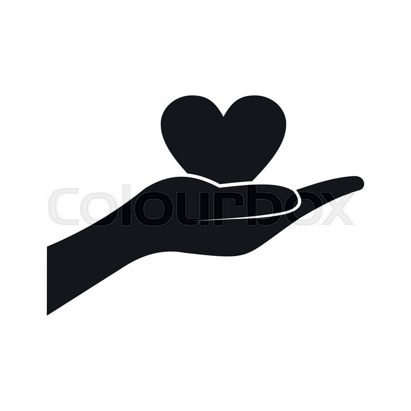 800x800 A Hand Giving A Heart Black Simple Icon Stock Vector Colourbox