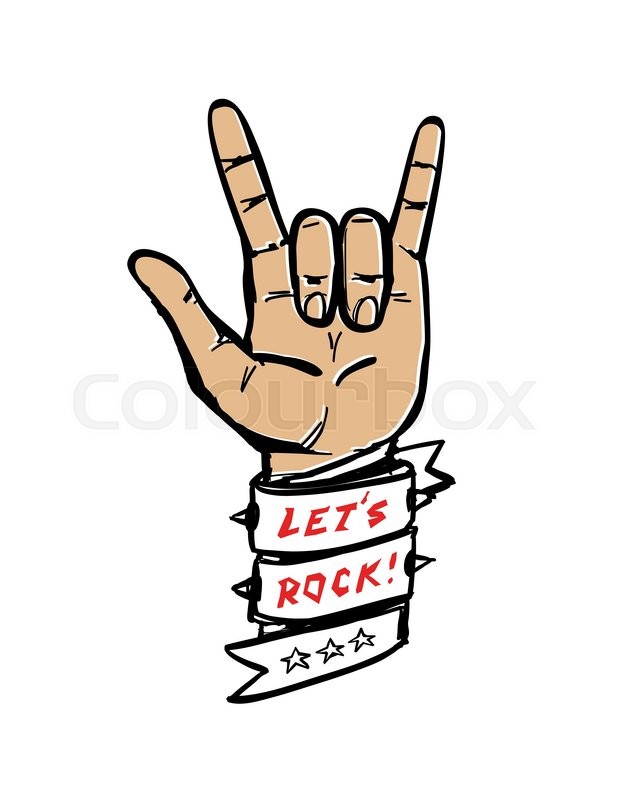 622x800 Vector Illustration Of Rock Hand Logo Concept. Stock Vector