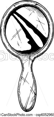 219x470 Illustration Of Hand Mirror. Vector Hand Drawn Illustration Of