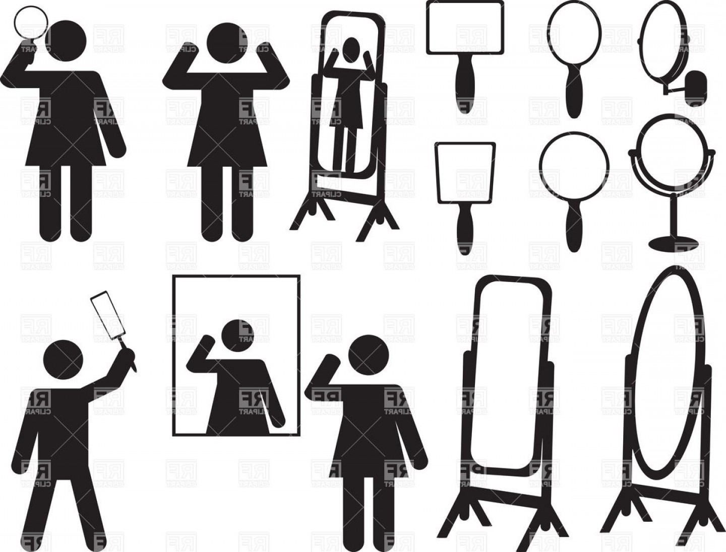 1440x1096 People And Mirrors Woman With Hand Mirror Vector Clipart Rongholland