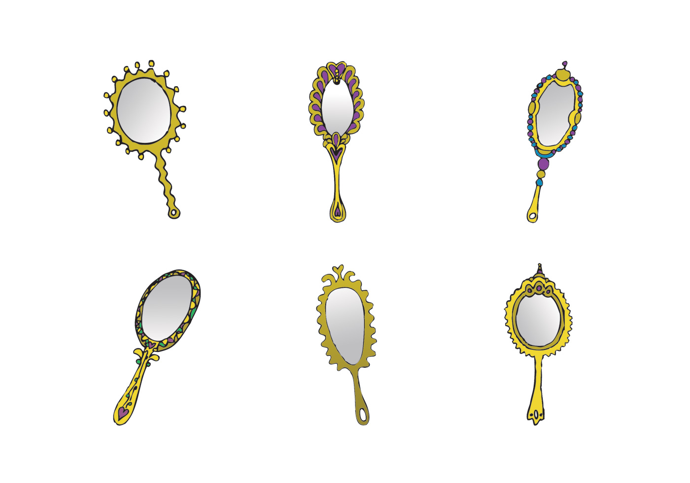 1400x980 Free Vector Free Vintage Hand Mirror Vector Series
