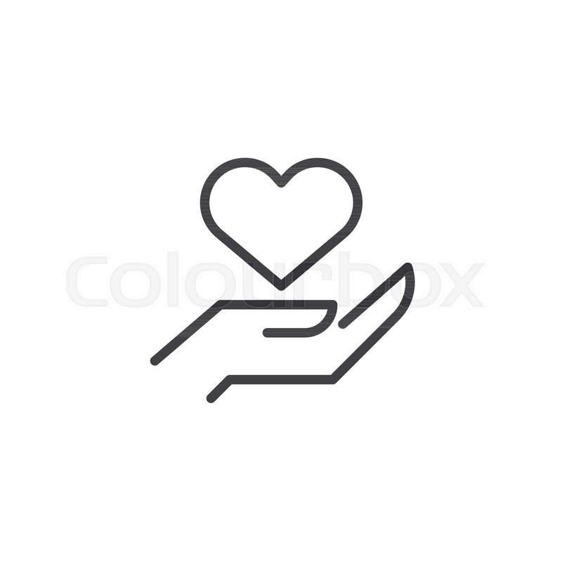 800x800 Heart In Hand Outline Icon. Linear Style Sign For Mobile Concept