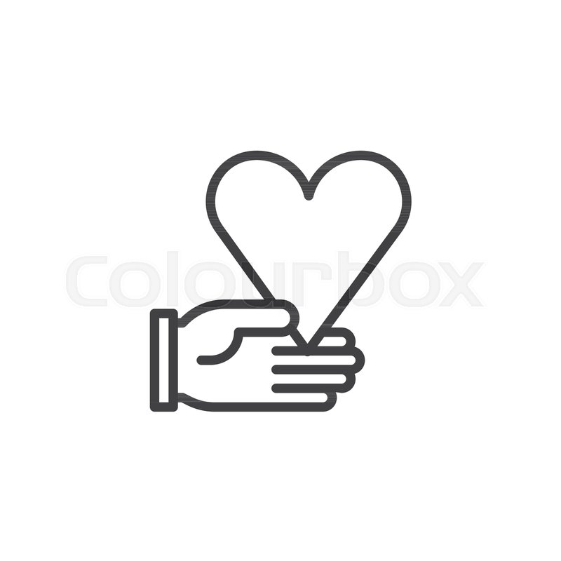 800x800 Giving Heart Hand Line Icon, Outline Vector Sign, Linear Style