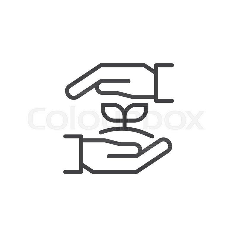800x800 Growth Plant In Hands Outline Icon. Linear Style Sign For Mobile