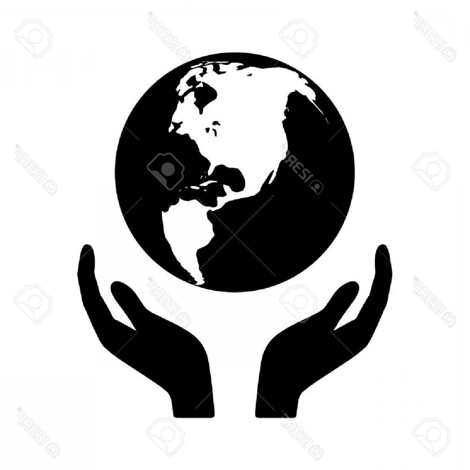 1560x1560 Photostock Vector Save The Planet Hand Palm And Earth Vector Flat