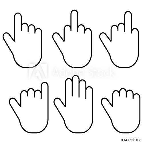 500x500 Set Gestures Of The Fingers Of The Hand Palm, Vector Set Of Icons