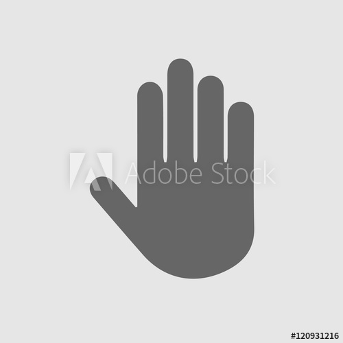 500x500 Stop Hand Palm Vector Icon. Isolated Symbol Sign.