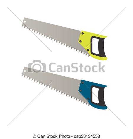 450x470 Hand Saw Set. Carpentry Tools, Vector Illustration.