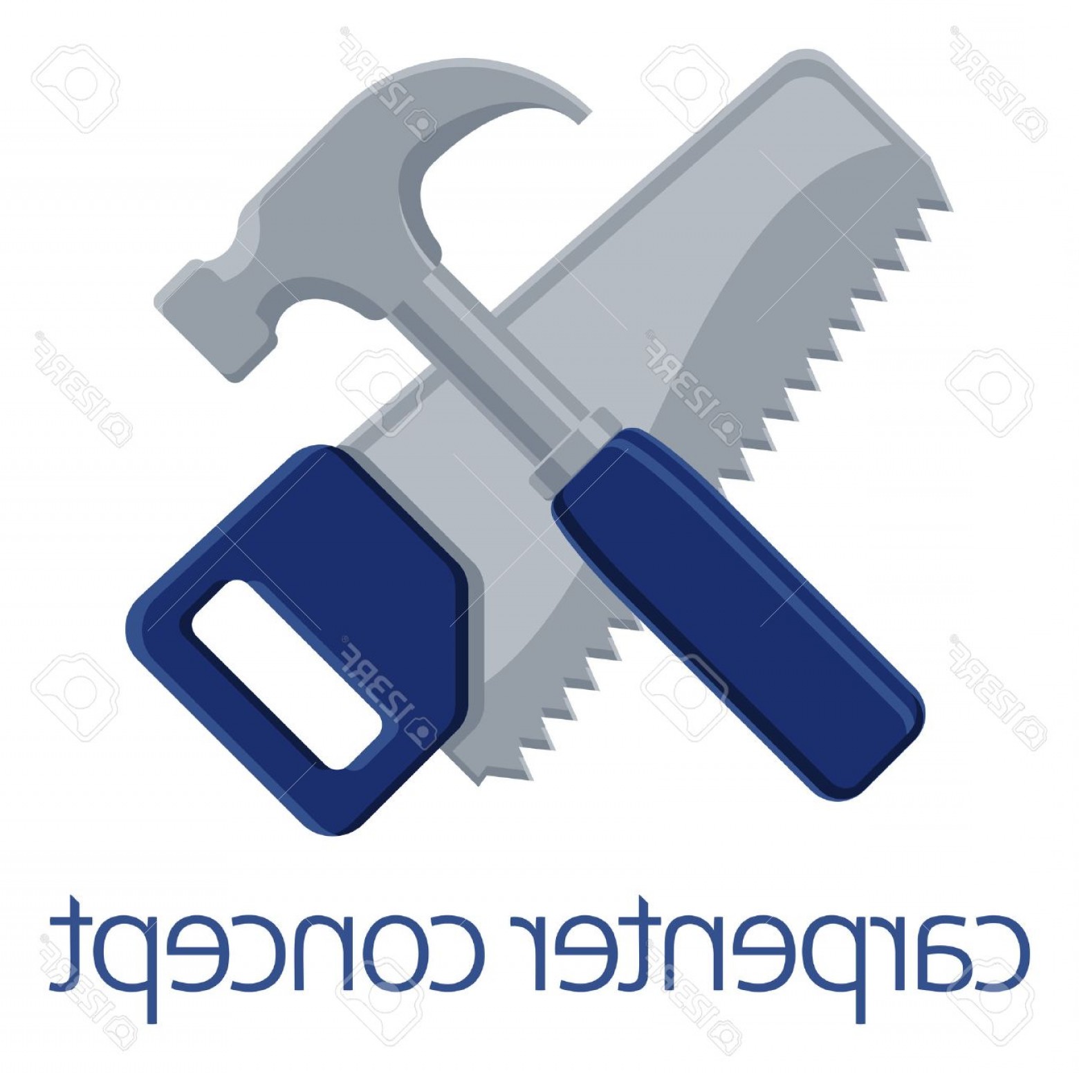 1560x1552 Photostock Vector Hammer And Hand Saw Tools Crossed Concept