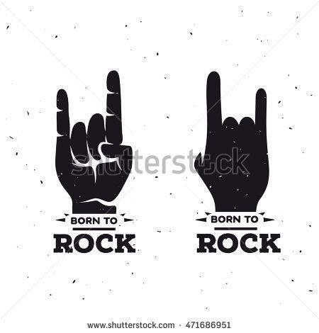450x470 Born To Rock Vintage Poster. Rock On Hand Sign. Vector