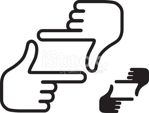 580x440 In Focus Hand Sign Black And White Vector Icon Set Stock Vector