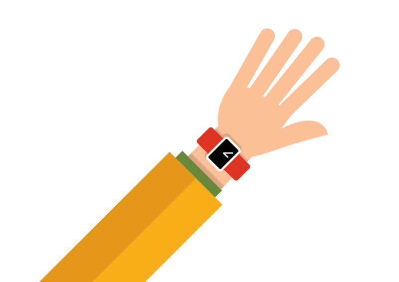 800x566 Hand Wearing A Smartwatch Flat Vector