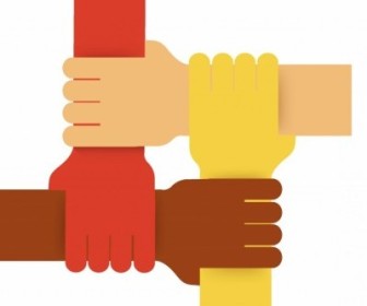 336x280 Vector Four Colours Teamwork Hands Vector Art