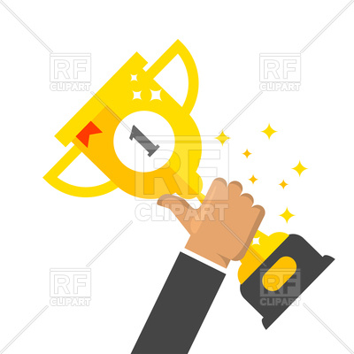 400x400 Winner Award Cup First Place Prize In Hand Royalty Free Vector
