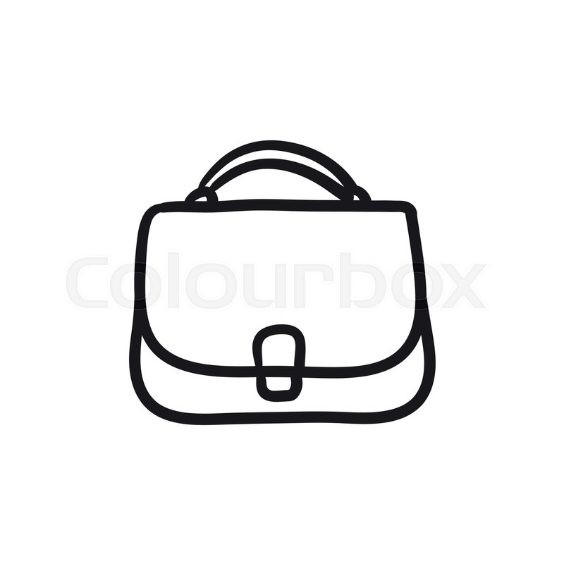 800x800 Female Handbag Sketch Icon For Web, Mobile And Infographics. Hand
