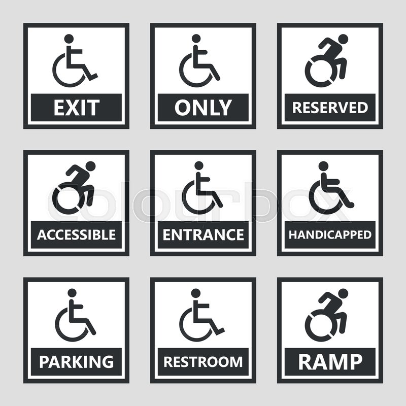 800x800 Handicap Labels And Signs, Disabled People Icons And Stickers