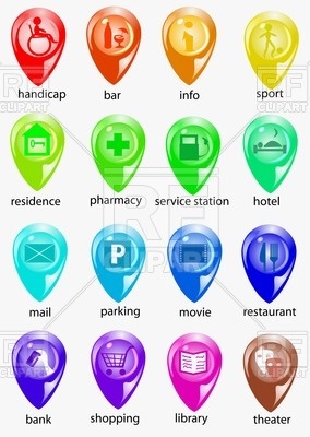 284x400 Set Of Colorful City Map Icons Vector Image Vector Artwork Of