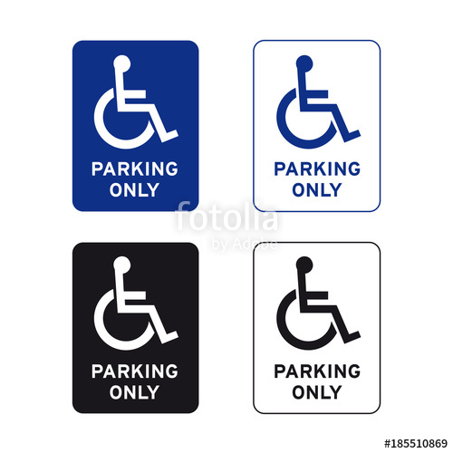 500x500 Disabled Handicap Wheelchair Parking Only Sign Set Stock Image