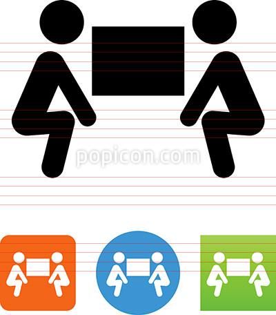 400x456 Team Lifting Heavy Object Icon Handicap Sign Vector