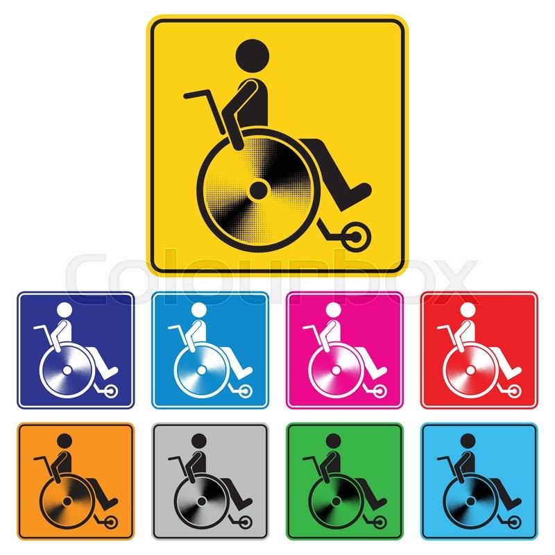 800x800 Disabled Person Warning Sign, Handicap Sign Set, Illustration