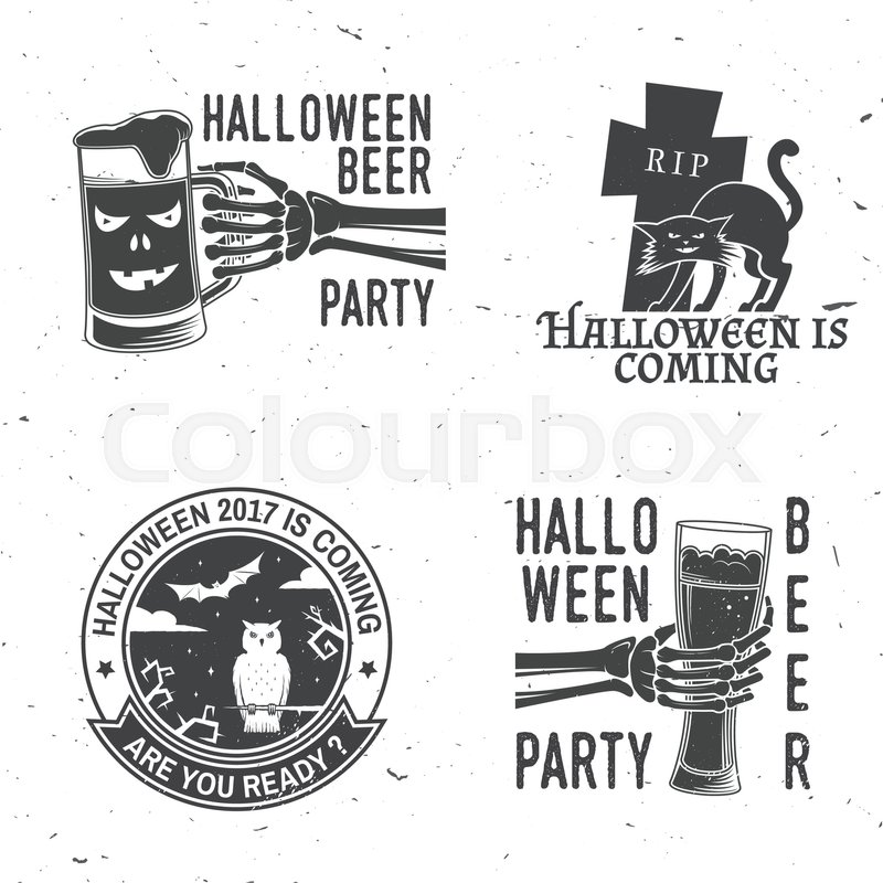800x800 Halloween Beer Party. Vector Halloween Retro Badge. Overlay Or