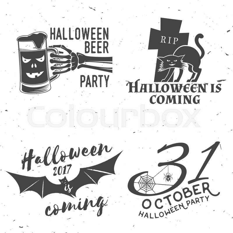 800x800 Set Of Halloween Vintage Badges. Typography Design With Skeleton