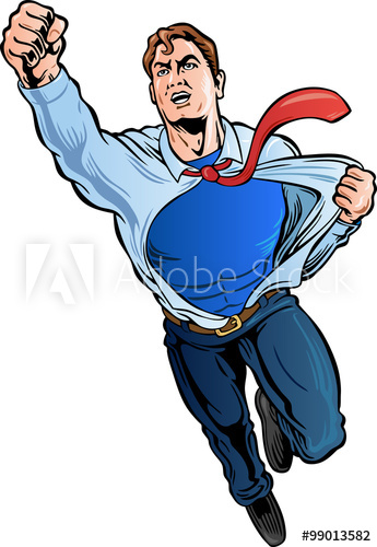 345x500 Businessman Superhero Ripping Shirt Off Revealing Logo