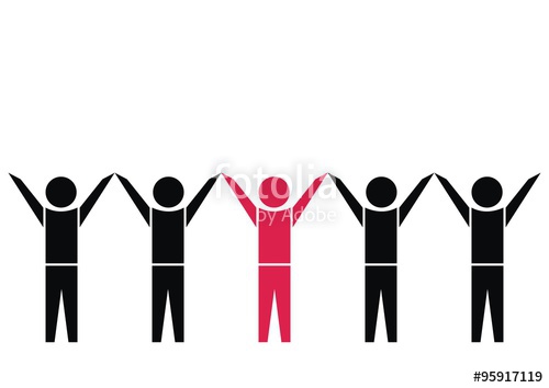 500x354 Figures, Black And Red Vector Icon. Hands Up. Stock Image And