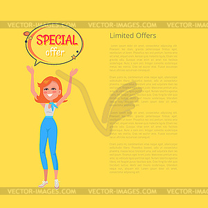 300x300 Limited Offers Poster With Woman Holding Hands Up