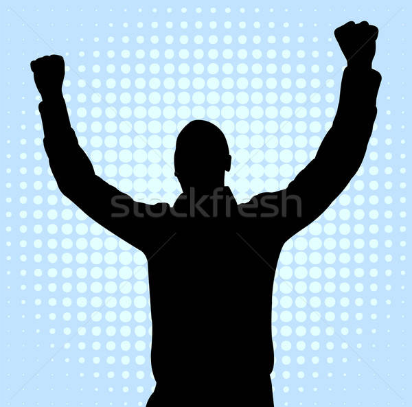 600x593 Happy Young Man With Hands Up Vector Illustration Bojana Ilic