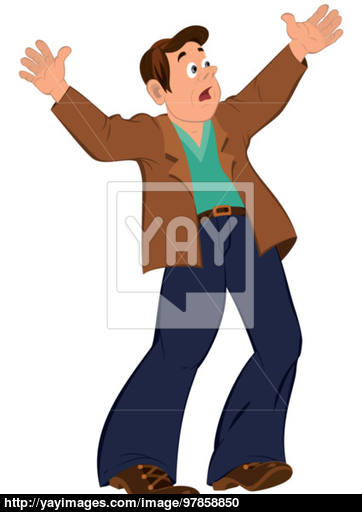 362x512 Cartoon Man With Open Mouth Holding Hands Up Vector