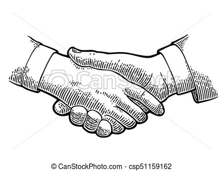 450x344 Handshake. Vector Black Vintage Engraving Illustration Isolated On