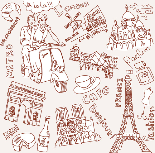 497x491 Handwriting Love With Paris Elements Vector Free Vector In