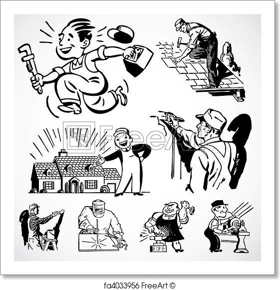 561x581 Free Art Print Of Vector Vintage Handyman And Real Estate. Vintage